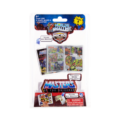 MOTU Micro Comics and a magnifier in packaging