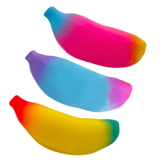 Three Stretch and Squeeze Rainbow Banana toys