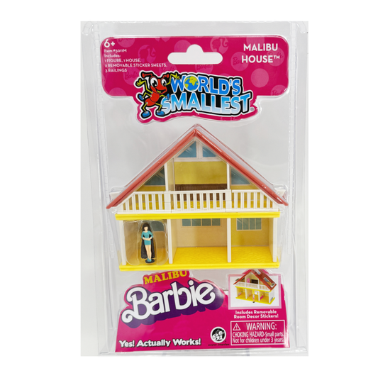 A World's Smallest Malibu Barbie Dream House with a teeny Totally Hair Barbie