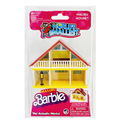 A World's Smallest Malibu Barbie Dream House with a tiny Malibu Barbie