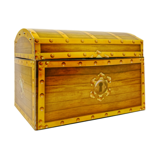 A cardboard treasure chest