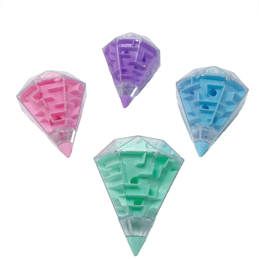 Four colorful diamond shaped toy mazes.